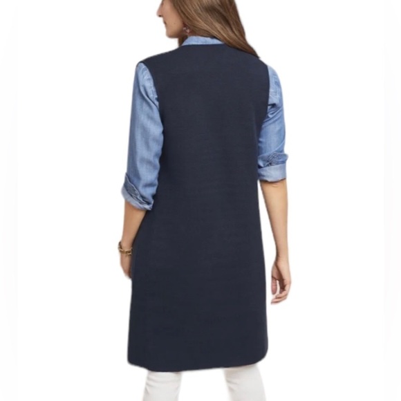 Anthropologie MOTH black and white Stripe Pop Print Long Cardigan Vest Duster - Picture 4 of 11